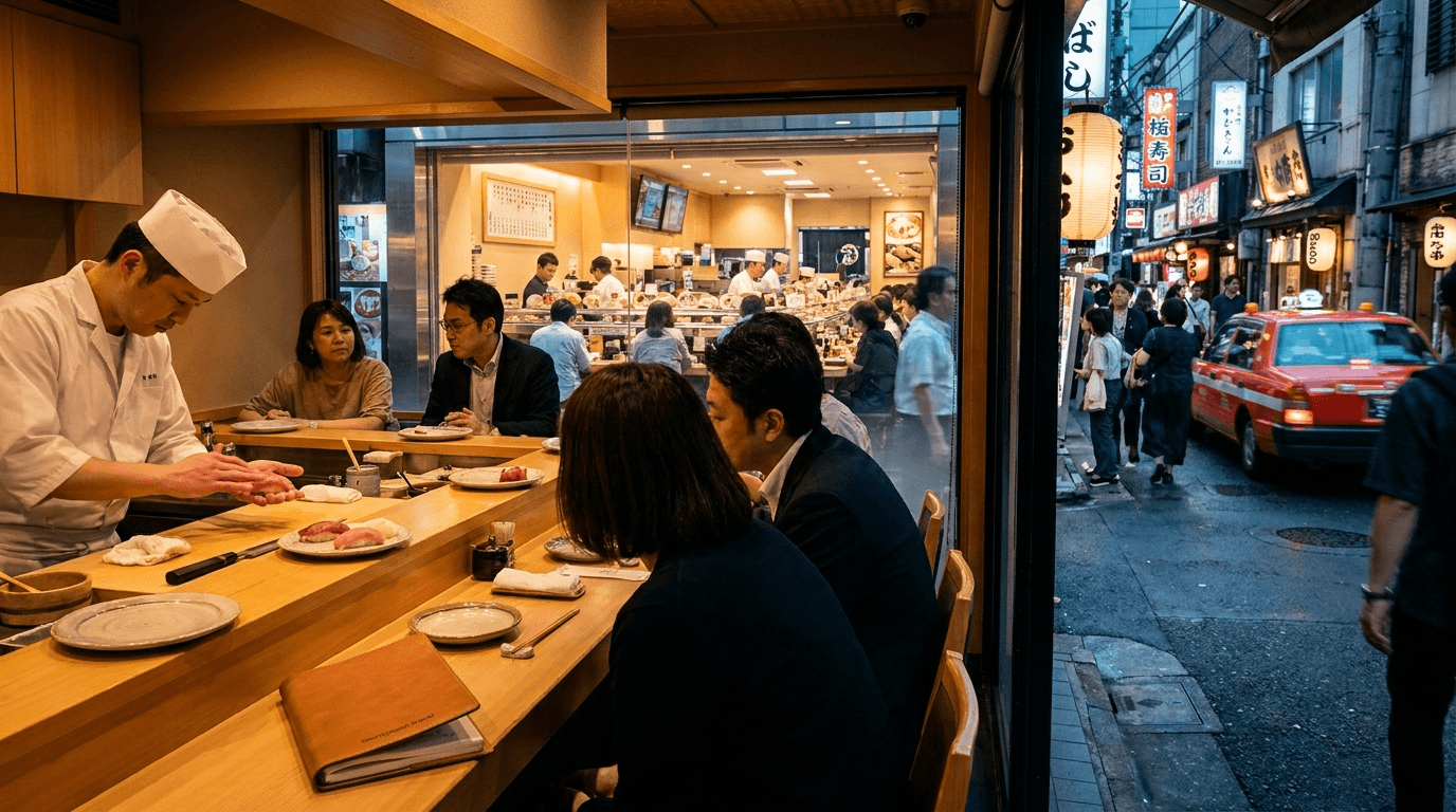 Tour in Japan featured image for Best Sushi Restaurants in Tokyo: From Conveyor Belt to Omakase with discreet tourinjapan.travel mark