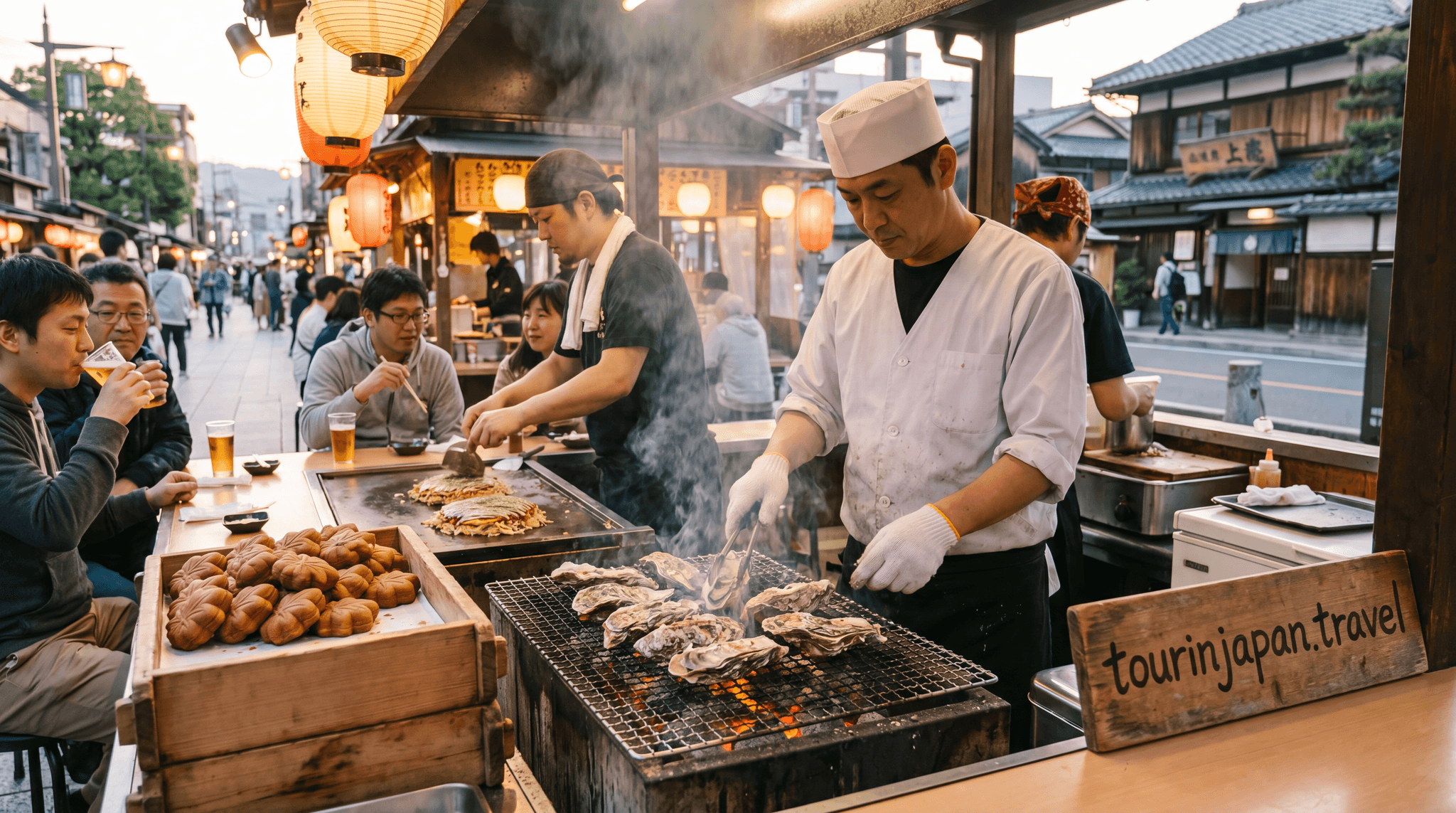 Featured image for Hiroshima Food Guide: Oysters, Tsukemen, and Momiji Manju with discreet tourinjapan.travel mark