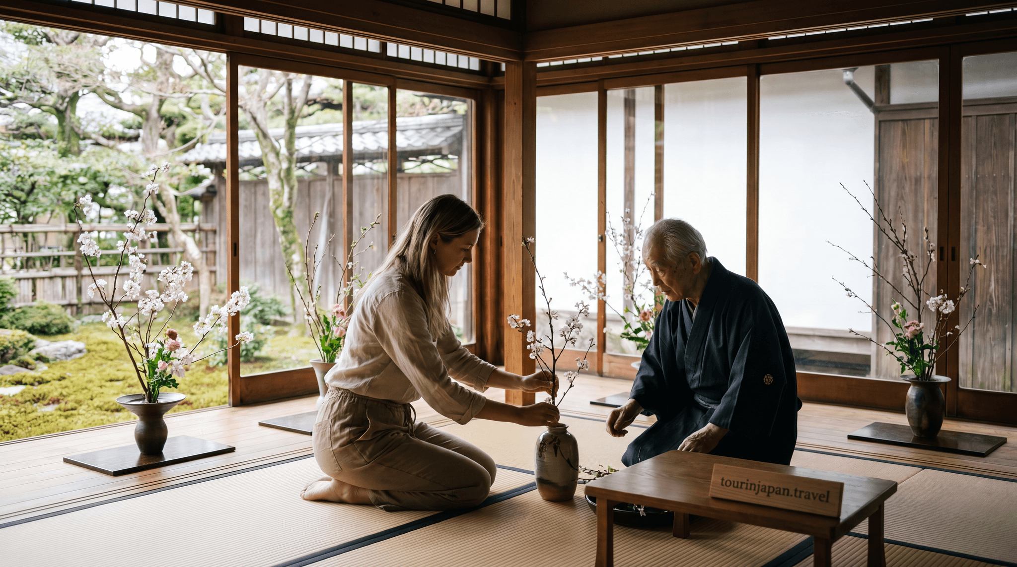 Featured image for Ikebana Flower Arranging: Workshops and Schools for Visitors with discreet tourinjapan.travel mark