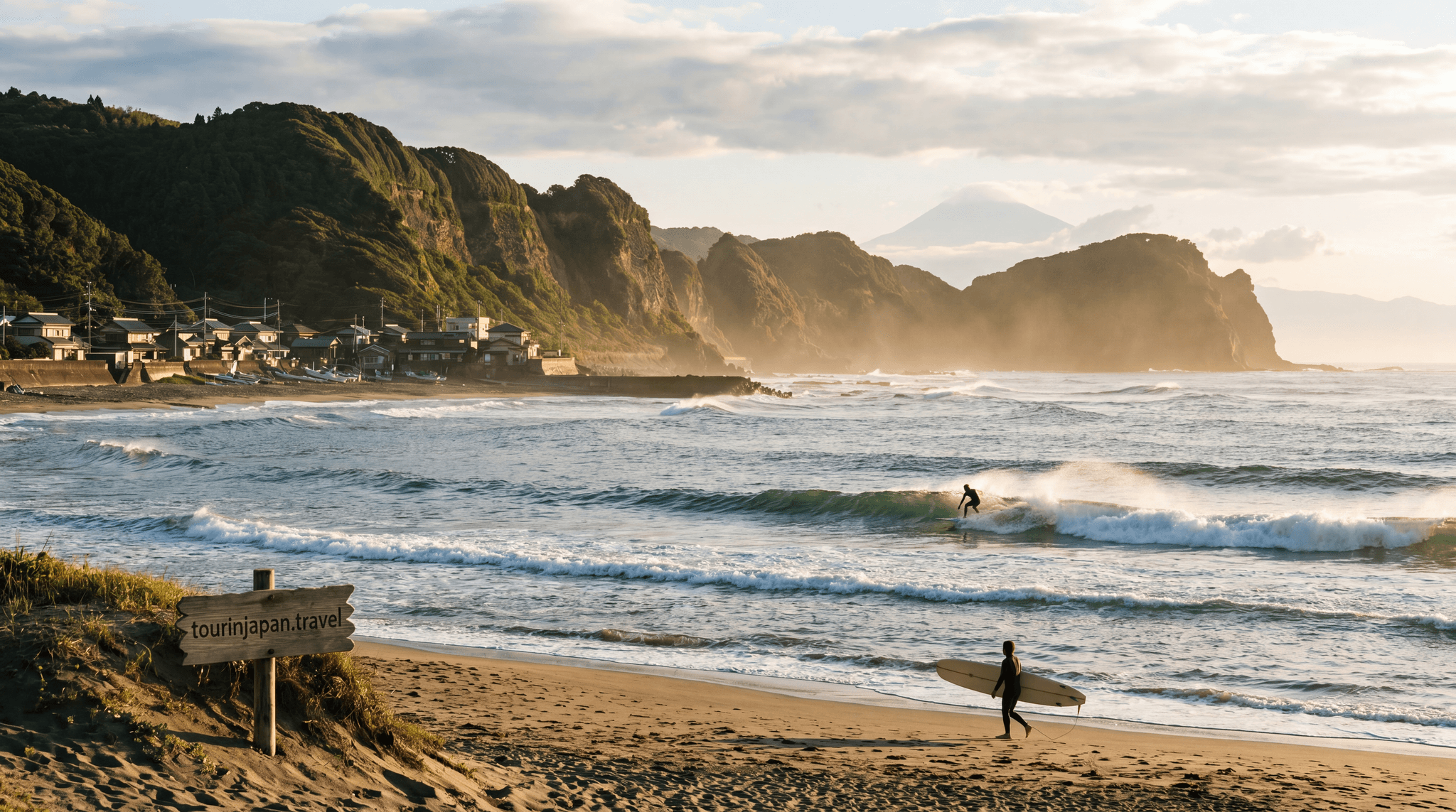 Featured image for Surfing in Japan: Best Beaches in Chiba, Miyazaki, and Shizuoka with discreet tourinjapan.travel mark