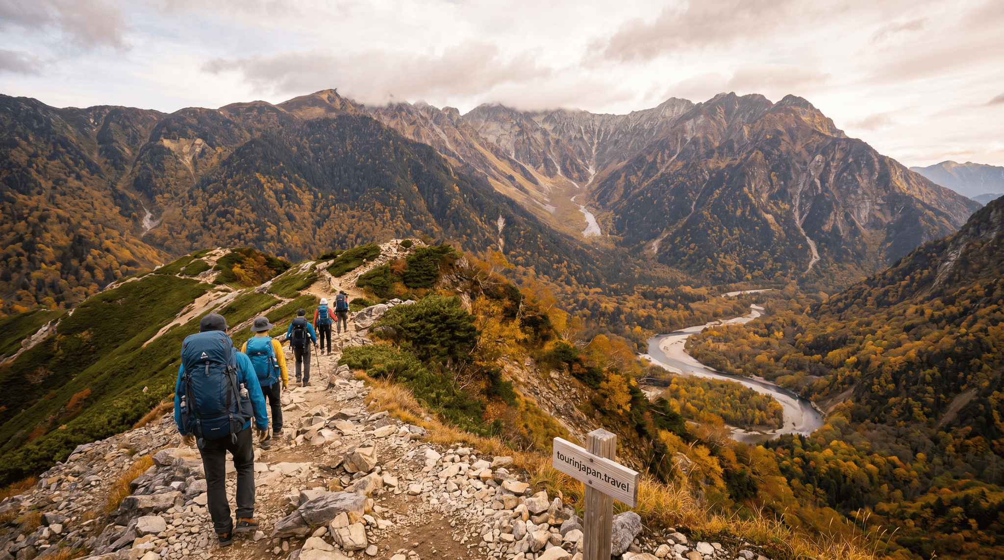 Featured image for Hiking in the Japanese Alps: Kamikochi, Yarigatake, and Hotaka with discreet tourinjapan.travel mark