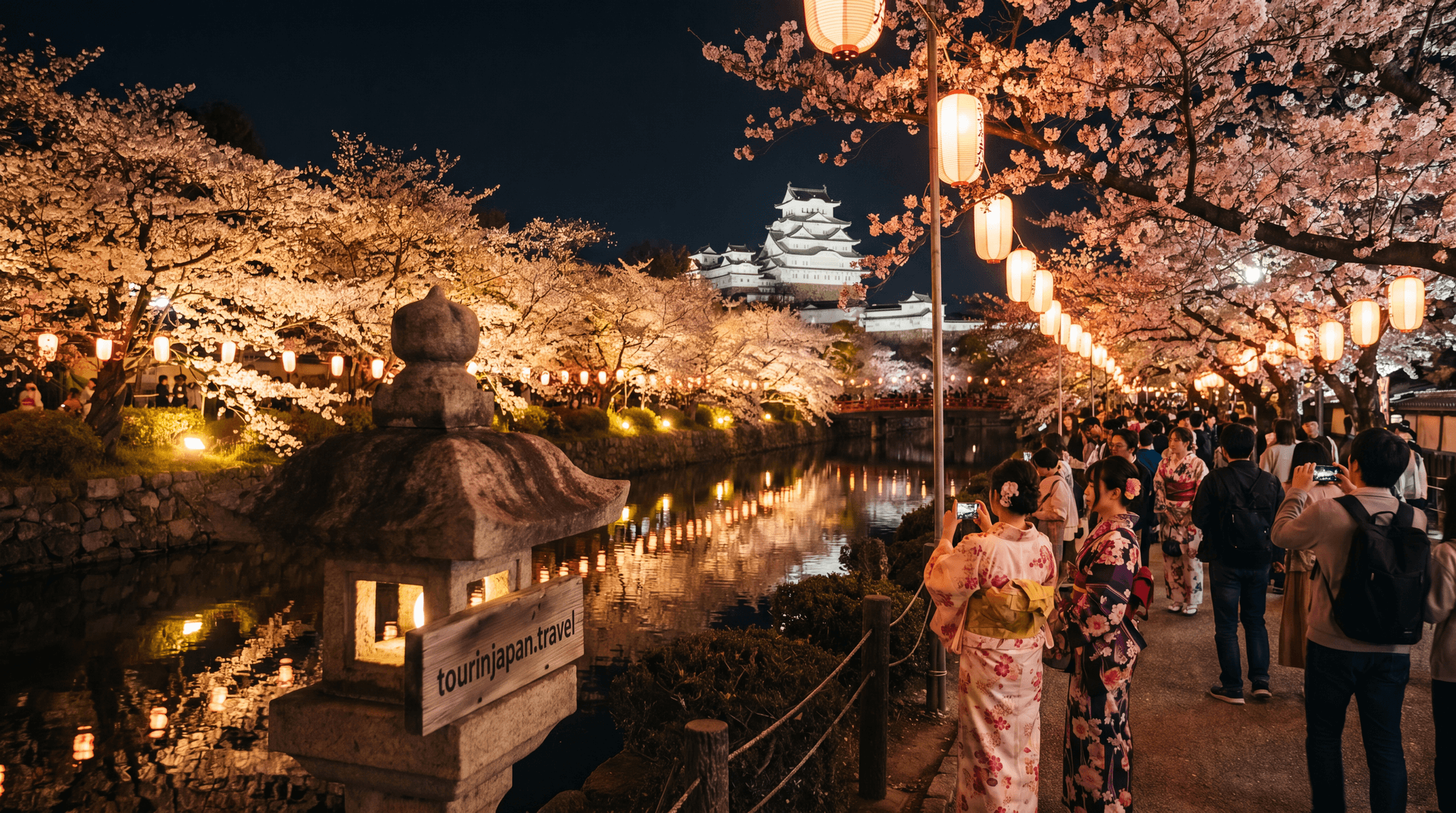 Featured image for Night Sakura (Yozakura): 10 Best Illuminated Cherry Blossom Spots with discreet tourinjapan.travel mark