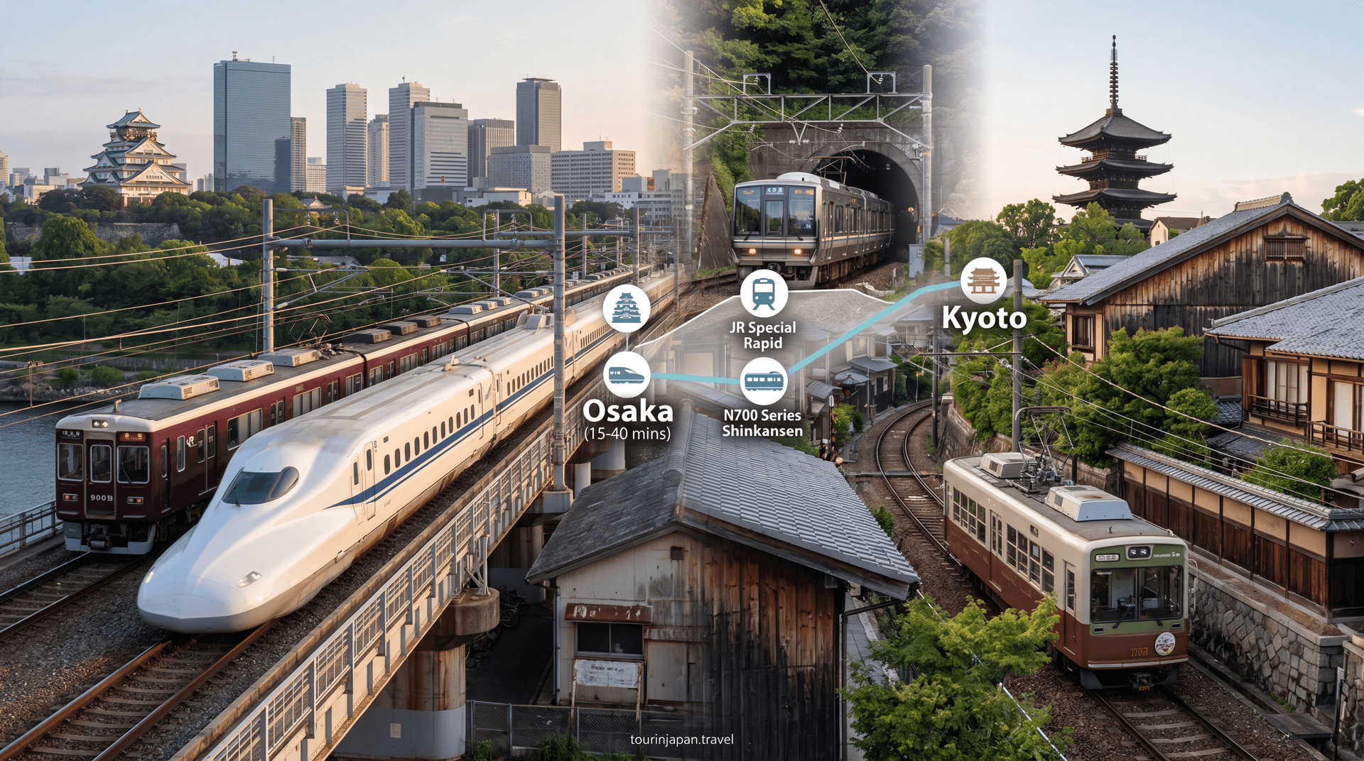 Featured image for How to Get From Osaka to Kyoto: All 4 Ways Explained with discreet tourinjapan.travel mark