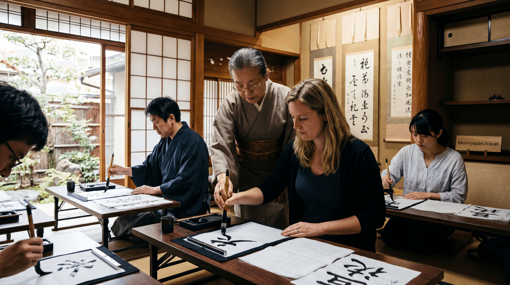 Featured image for Calligraphy (Shodo) Classes in Tokyo and Kyoto with discreet tourinjapan.travel mark