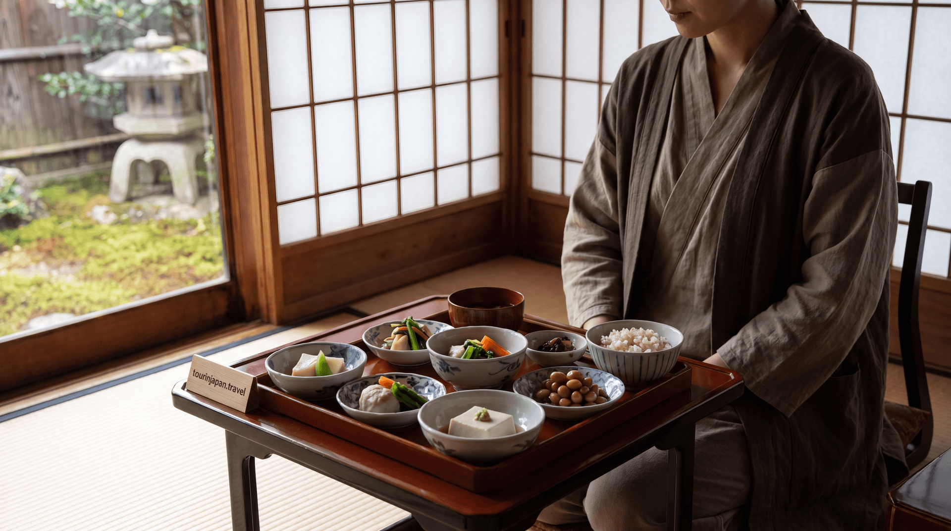 Featured image for Japanese Cooking for Vegans: Where to Find Plant-Based Shojin Ryori with discreet tourinjapan.travel mark