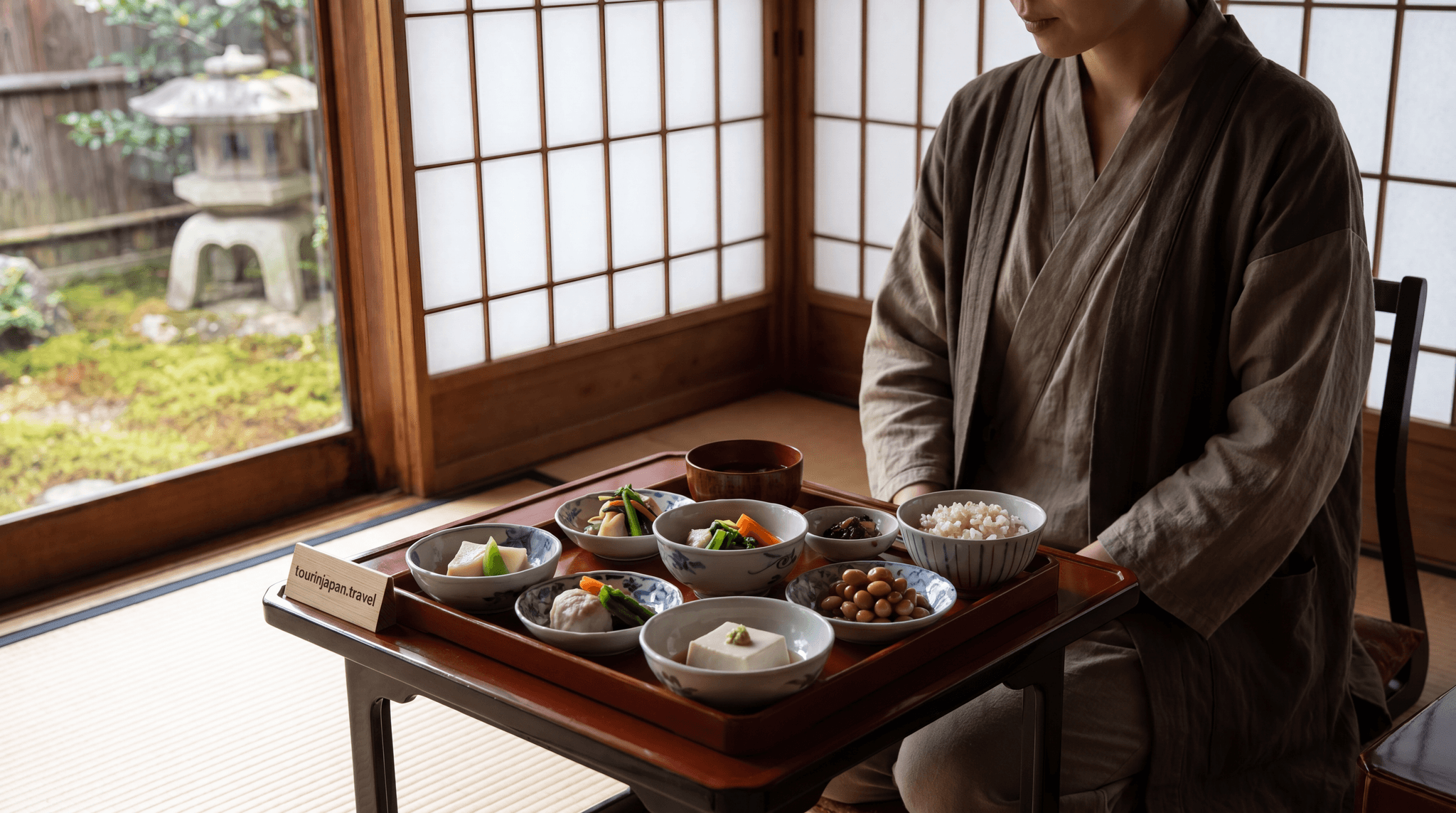 Featured image for Japanese Cooking for Vegans: Where to Find Plant-Based Shojin Ryori with discreet tourinjapan.travel mark