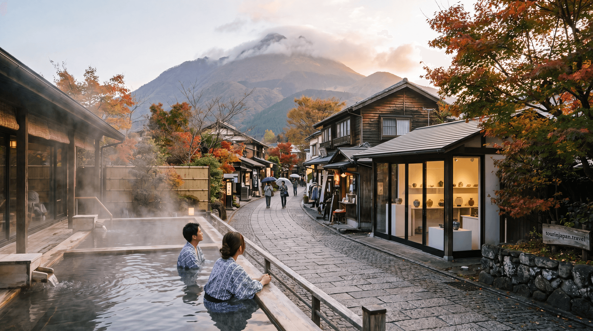 Featured image for Yufuin Onsen Guide: Peaceful Mountain Hot Springs in Oita with discreet tourinjapan.travel mark