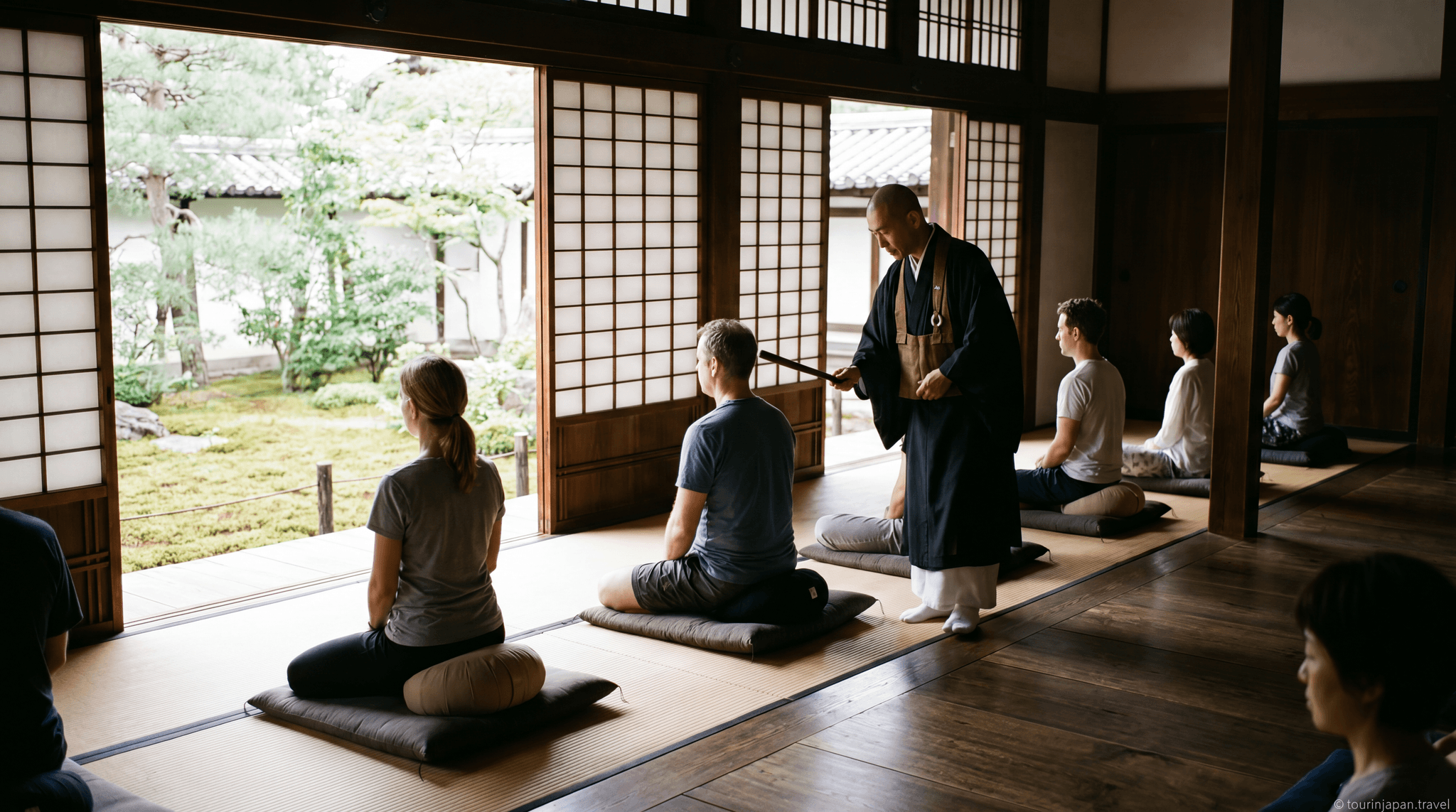 Featured image for Zazen Meditation Classes in Japan: Where to Sit With Monks with discreet tourinjapan.travel mark