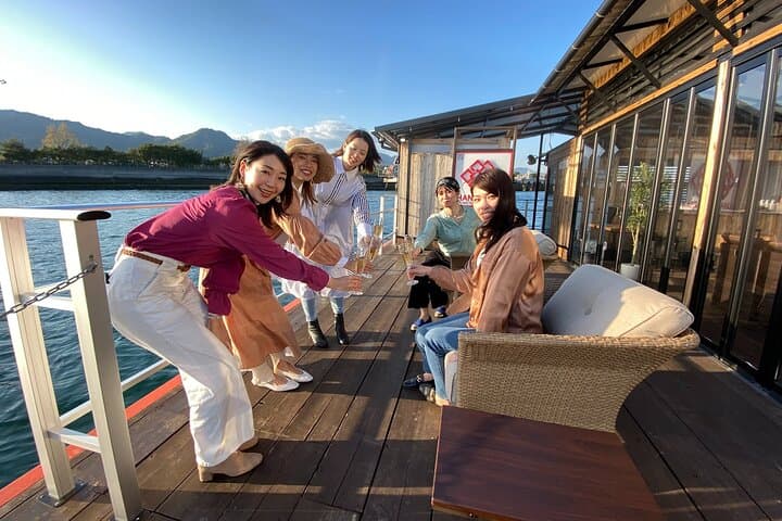 Lunch on Raft-Style Boat HANAIKADA on the west coast of Miyajima
