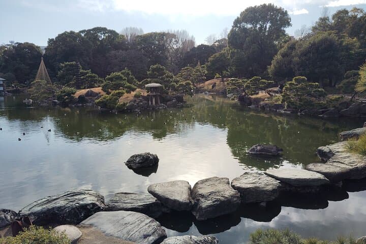 Tokyo Kiyosumi Garden Tour Stonework Pond and Sky Tree Views — photo 7