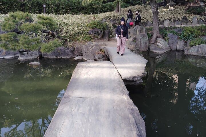 Tokyo Kiyosumi Garden Tour Stonework Pond and Sky Tree Views — photo 16
