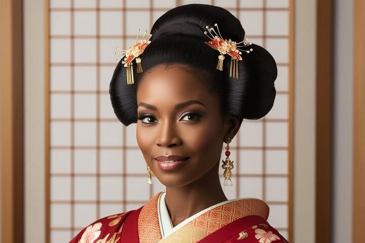 Kimono traditional hair set Japanese nail art and makeup Yokohama — photo 2