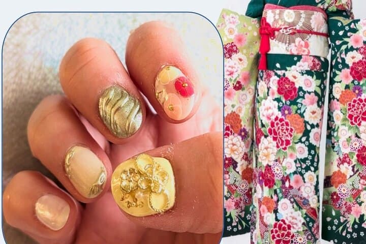 Gel Nail in Kyoto-Japanese Kimono Nail Experience — photo 1
