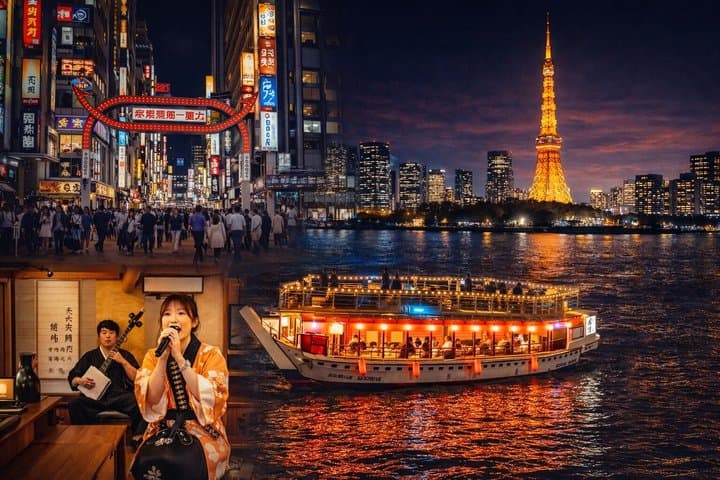 Tokyo Night Tour&Yakatabune Cruise,Sukiyaki,Shamisen&Tokyo Tower — photo 1