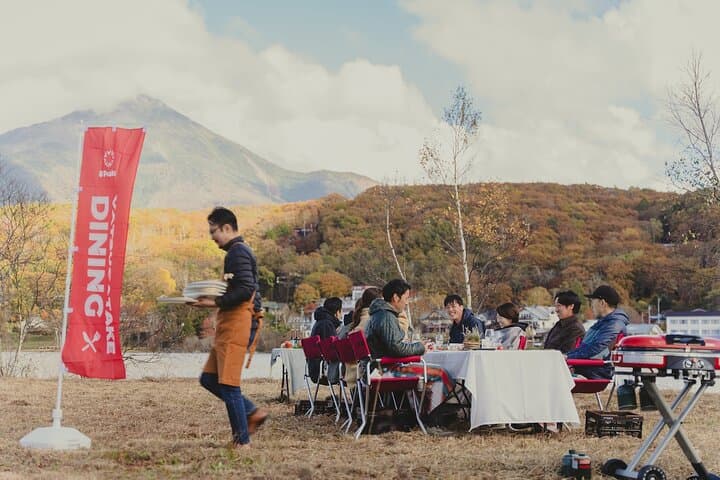 Lunch at the Lake Shirakaba with its superb views