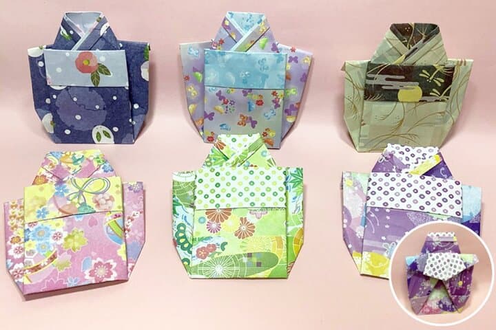 Japanese miniature kimono made with origami in Osaka