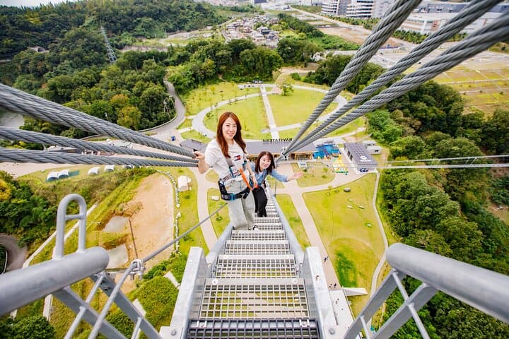 Osaka Japan’s Longest Suspension Bridge GODA BRIDGE Walk